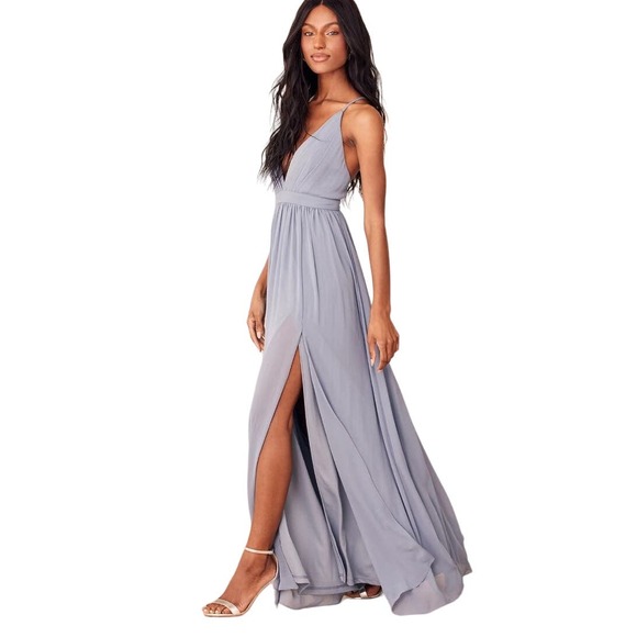 Lulu's Ballroom Bliss Slate Blue Pleated Maxi Dress - Picture 5 of 11